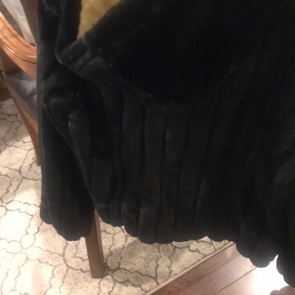 Hooded faux black mink jacket